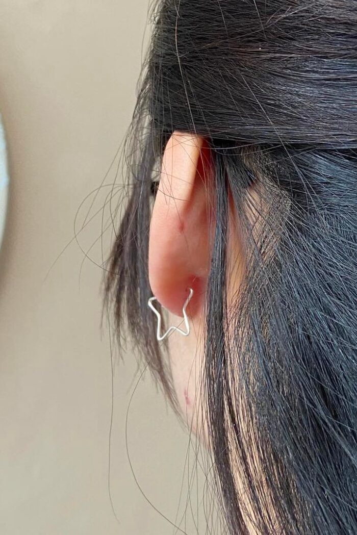 Khuyên tai bạc 925, thiết kế hình ngôi sao 5 cánh KVS90 - Hình ảnh 3