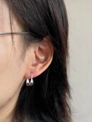 Khuyên tai bạc 925 thiết kế vòng kép KV220