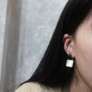 Khuyên tai nữ bạc 925, họa tiết vuông KNT2.280