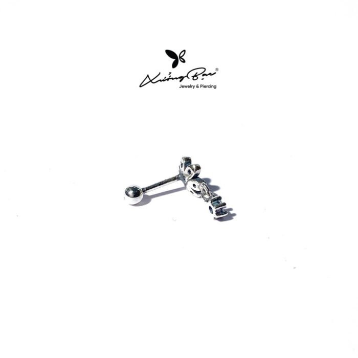 Khuyên tai bạc 925, thiết kế hoa daisy đá rơi, chốt vặn bi KCV56.135 - Hình ảnh 3