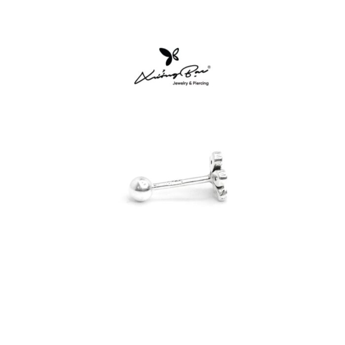 Khuyên tai bạc 925, thiết kế hoa daisy, chốt vặn bi KCV24.110 - Hình ảnh 2