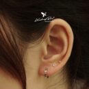 Khuyên tai bạc 925 thiết kế vòng, họa tiết trơn cạnh KVBT130