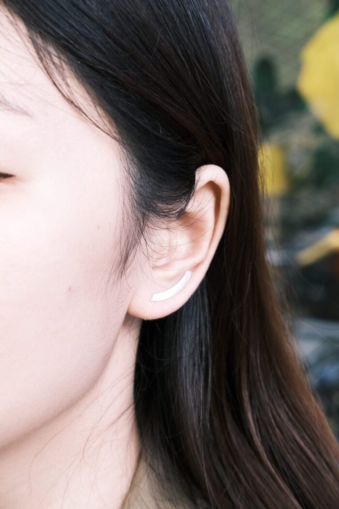 Khuyên tai nữ bạc 925, khuyên kẹp hoạ tiết trơn cong KK6.110 - Hình ảnh 3