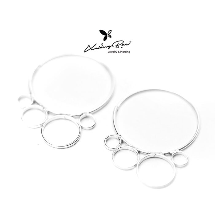 Khuyên tai bạc 925, khuyên thiết kế nhiều vòng tròn KDD2.180