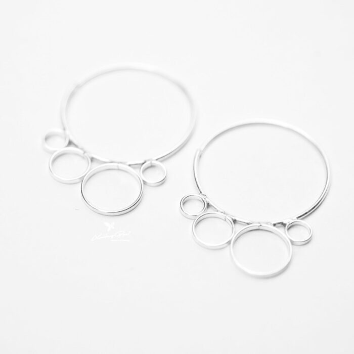 Khuyên tai bạc 925, khuyên thiết kế nhiều vòng tròn KDD2.180 - Hình ảnh 2