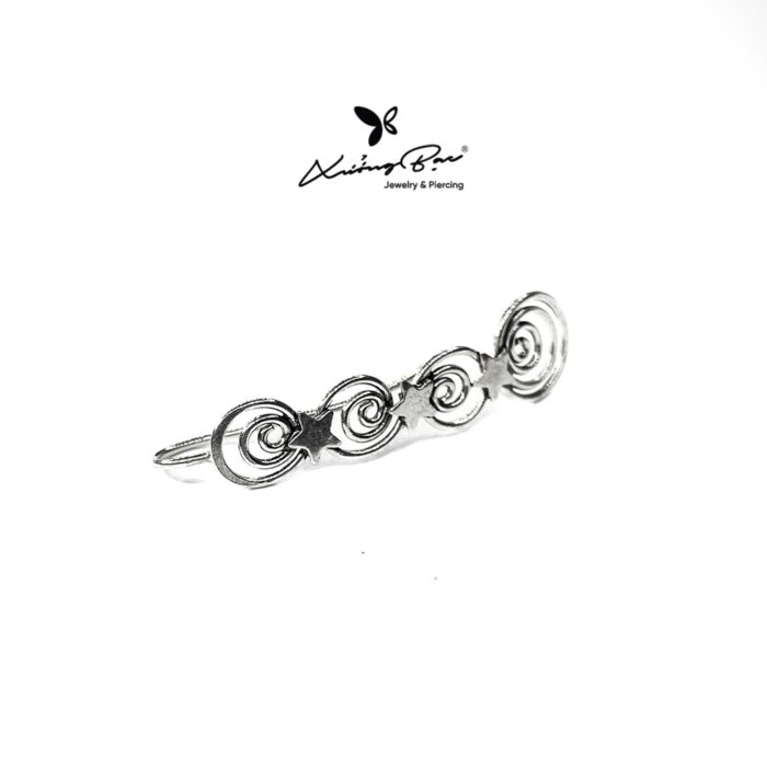 Khuyên tai nữ bạc 925, khuyên kẹp hoạ tiết sao xoắn KK6.130