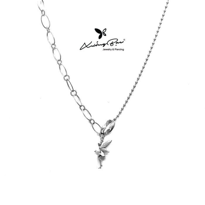 Dây chuyền bạc 925, thiết kế hình tinkerbell mặt tag DC980
