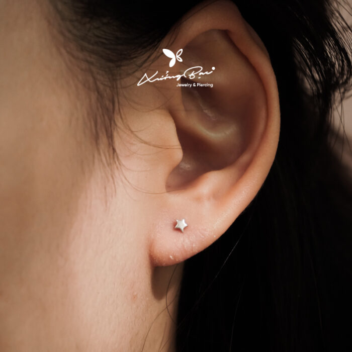 Khuyên tai bạc 925, hình ngôi sao nhỏ, chốt vặn bi KCV53.110 - Hình ảnh 5