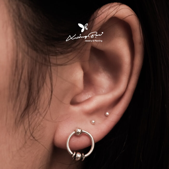 Khuyên tai bạc Thái thiết kế giả vòng, họa tiết Thái, chốt cánh bướm KVT180 - Hình ảnh 4