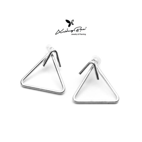 Khuyên tai nữ bạc 925, thiết kế hai tam giác đeo được nhiều kiểu KNT3.230