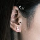 Khuyên tai bạc 925, thiết kế hình chữ U, chốt cánh bướm KNH32.70