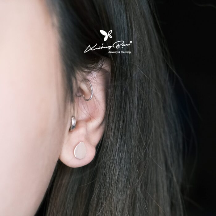 Khuyên tai bạc 925, khuyên nụ thiết kế giọt nước, chốt cánh bướm KNGN754 - Hình ảnh 3
