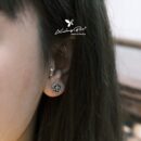 Khuyên tai bạc 925, thiết kế hình màng nhện, chốt cánh bướm KNH17.80