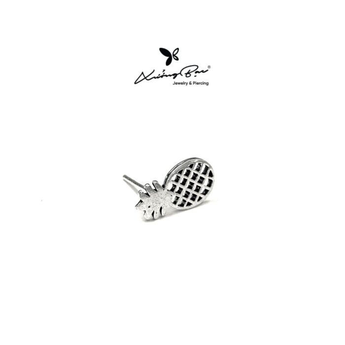 Khuyên tai bạc 925, thiết kế hình quả dứa to, chốt cánh bướm KNT10.90 - Hình ảnh 2