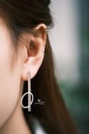 Khuyên tai nữ bạc 925, thiết kế thanh cắt hình tròn KDD4.265