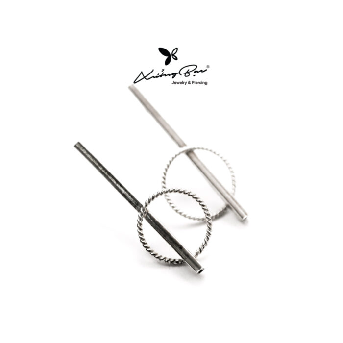 Khuyên tai nữ bạc 925, thiết kế thanh cắt hình tròn KDD4.265