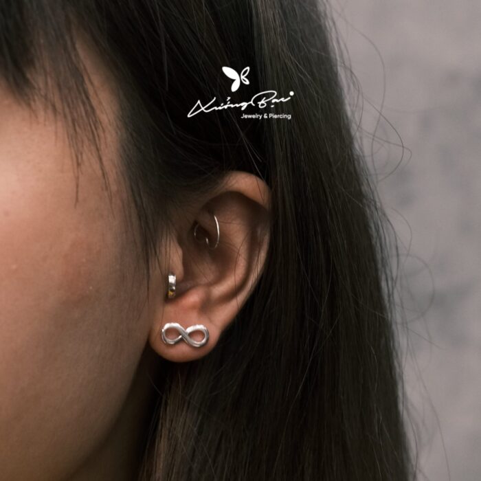 Khuyên bạc 925, thiết kế vô cực infinity 2 size KNT8.85 - Hình ảnh 5