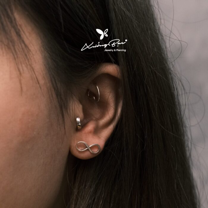 Khuyên bạc 925, thiết kế vô cực infinity 2 size KNT8.85 - Hình ảnh 3
