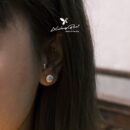 Khuyên bạc 925, khuyên nụ thiết kế hình họa tiết màu sắc, chốt cánh bướm KNH10.80