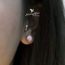 Khuyên bạc 925, khuyên nụ thiết kế hình họa tiết màu sắc, chốt cánh bướm KNH10.80