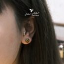 Khuyên bạc 925, khuyên nụ thiết kế hình họa tiết màu sắc, chốt cánh bướm KNH10.80