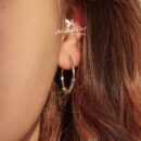 Khuyên tai bạc Thái thiết kế vòng, họa tiết Thái xoắn cá tính ở giữa size to KVT295