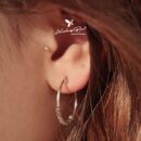 Khuyên tai bạc Thái thiết kế vòng, họa tiết Thái xoắn cá tính ở giữa size to KVT295