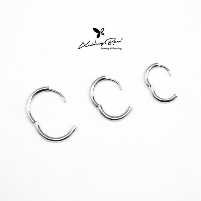 Khuyên tai bạc 925 thiết kế vòng, vòng trơn bấm 3 size KVBT90 - KDV18130 - KDV18140 - Hình ảnh 2