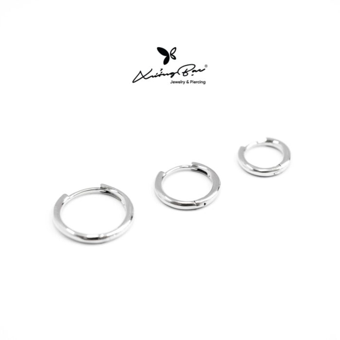 Khuyên tai bạc 925 thiết kế vòng, vòng trơn bấm 3 size KVBT90 - KDV18130 - KDV18140