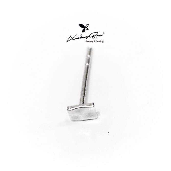 Khuyên nụ bạc 925, họa tiết hình vuông đơn gỉan, chốt cánh bướm KNBS6.55 - Hình ảnh 2