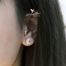 Khuyên tai bạc 925, họa tiết hình tròn tim, chốt cánh bướm KNT1.80