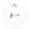 Khuyên tai bạc 925, thiết kế hình chữ thập, chốt vặn đầu bi KCV25.110 - Hình ảnh 3