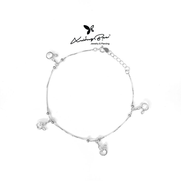 Lắc chân bạc 925, lắc bạc thiết kế hình nhiều thỏ LC3.250