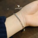 Lắc tay bạc 925, thiết kế sợi xích có mặt tag dài có thể khắc LTBT430