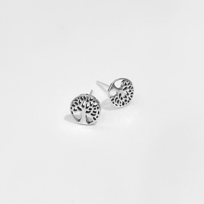 Khuyên nụ bạc 925, họa tiết hình cây tròn, chốt cánh bướm KNT48.75 - Hình ảnh 3