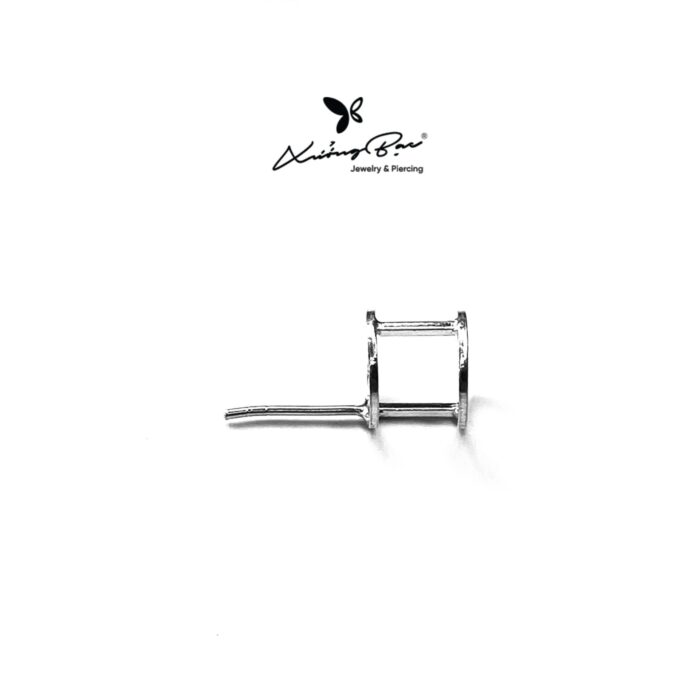 Khuyên nụ bạc 925, họa tiết hình khối trụ, chốt cánh bươm KNT13.85 - Hình ảnh 2