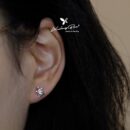 Khuyên nụ bạc 925, họa tiết hình chú rùa mai bạc, chốt cánh bướm KNT37.75