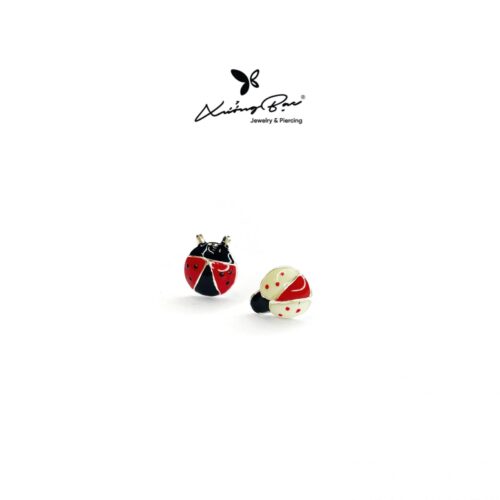Khuyên nụ bạc 925, họa tiết hình con bọ nhiều màu, chốt cánh bướm KNT33.75
