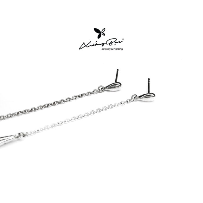 Khuyên xích bạc 925, họa tiết xích họa tiết giọt lệ KX255 - Hình ảnh 2