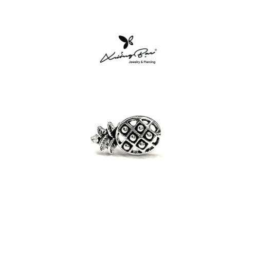 Khuyên nụ bạc 925, họa tiết hình quả dứa có mắt, chốt cánh bướm KNT14.90