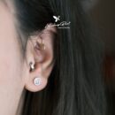 Khuyên nụ bạc 925, họa tiết hình tròn chú mèo, chốt cánh bướm KNT16.75