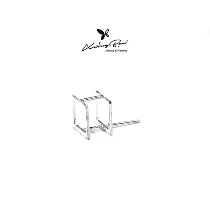 Khuyên nụ bạc 925, họa tiết hình khối trụ, chốt cánh bươm KNT13.85 - Hình ảnh 5