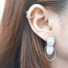 Khuyên tai bạc 925,họa tiết hai hình tròn lồng nhau mặt nổi bóng KDD1.390 - Hình ảnh 2