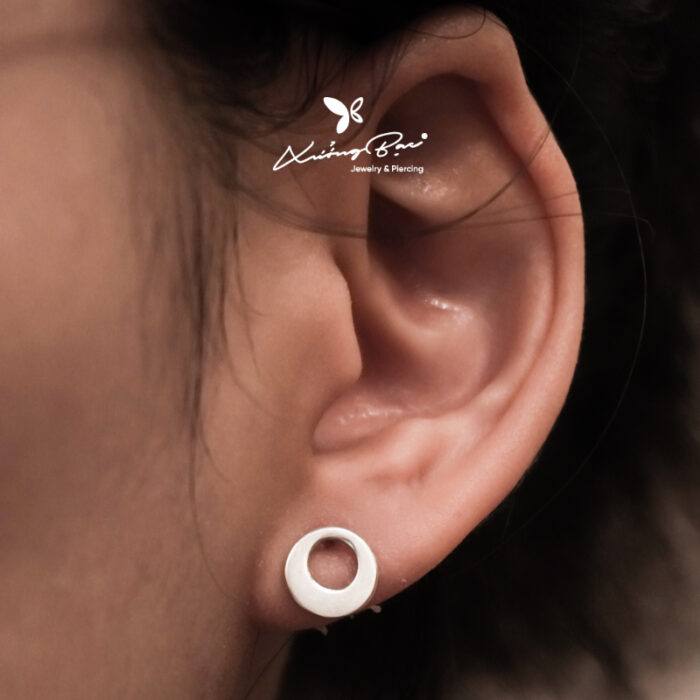 Khuyên tai bạc 925 unisex, thiết kế hình tròn, chốt cánh bướm KNT17.85 - Hình ảnh 7