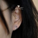 Khuyên tai bạc 925, họa tiết hình con cá nằm trong, chốt cánh bướm KNT13.75