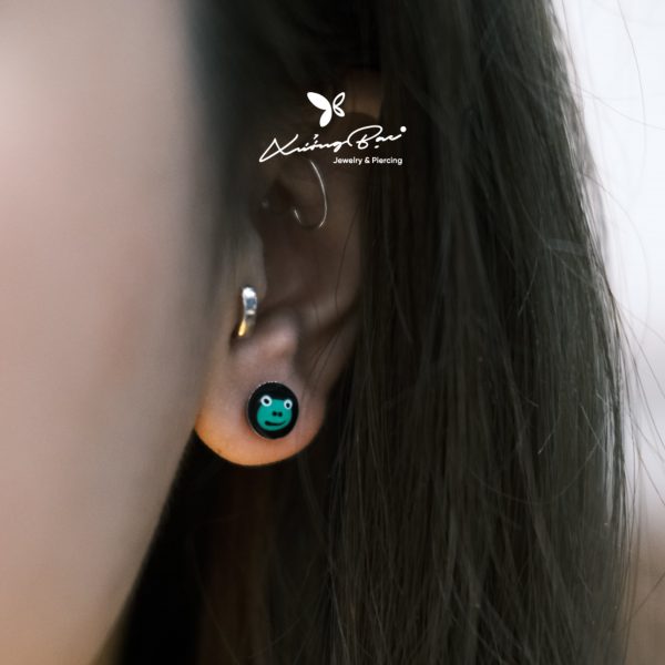 Khuyên tai bạc 925, hình thú vật màu sắc, chốt cánh bướm KNT30. - Hình ảnh 7