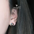 Khuyên tai bạc 925, thiết kế hình hoa nhiều màu sắc, chốt cánh bướm KNT230
