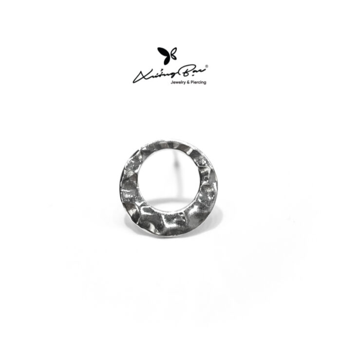 Khuyên tai bạc 925 unisex, thiết kế hình tròn, chốt cánh bướm KNT17.85
