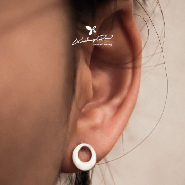 Khuyên tai bạc 925 unisex, thiết kế hình tròn, chốt cánh bướm KNT17.85 - Hình ảnh 8